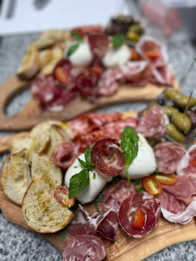 Meat platter on tray